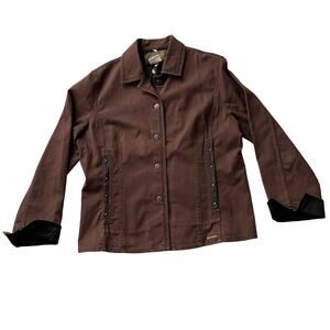 Blue Willis Cotton Seamed Silver Button Satin Cuff Western Style‎ Brown women XL